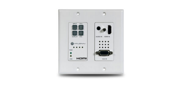 (Tx Only White) Two-Input Wall Plate Switcher for HDMI and VGA Sources