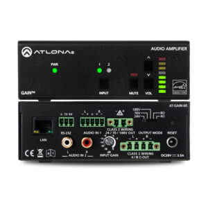 60W Amplifier, 4/8 Ohm x2, 24V/70V/100V x1, Plenum Rated