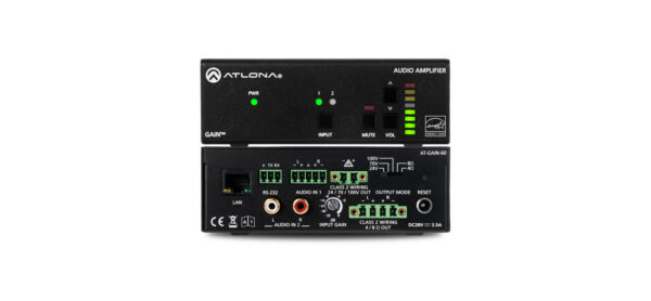 60W Amplifier, 4/8 Ohm x2, 24V/70V/100V x1, Plenum Rated