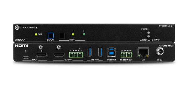 Omega 4K/UHD meeting hub with USB-C and HDMI inputs and HDMI output