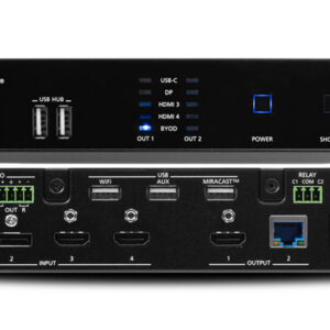 Omega 5x2 4K/UHD multiformat matrix switcher, with Wireless casting ,HDMI, USB-C, Display port, and USB pass through over HDBaseT