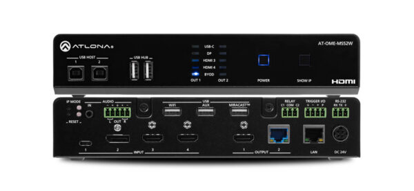 Omega 5x2 4K/UHD multiformat matrix switcher, with Wireless casting ,HDMI, USB-C, Display port, and USB pass through over HDBaseT