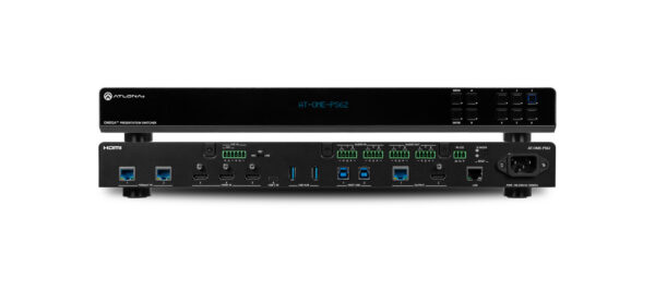 Omega 6X2 Matrix switcher with 2x HDBaseT inputs, 3x HDMI inputs, 1x USB-C input, 1xHDBaset output, 1x HDMI scaled output, with USB pass through.