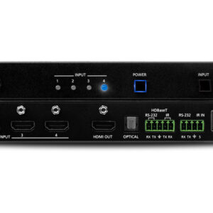 Four-Input 4K HDR Switcher with HDMI and HDBaseT Inputs