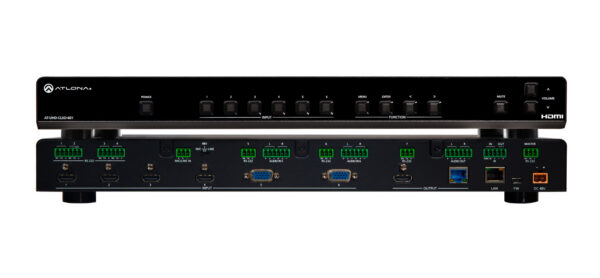 4K/UHD, 6-Input Multi-Format Switcher with Mirrored HDMI and HDBaseT Outputs, PoE and Auto-Switching
