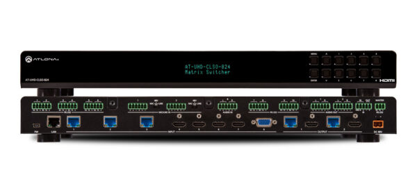 4K/UHD, 8×2 Multi-Format Matrix Switcher with Dual, HDBaseT and Mirrored HDMI Outputs